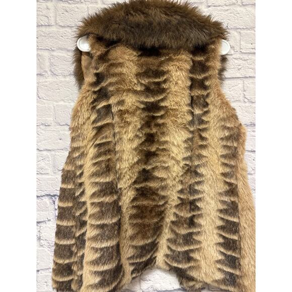 Sinni Retro Style Faux Fur Long Vest with Oversized Collar Fully Lined Size MED - Picture 4 of 4